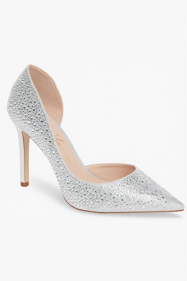 Silver & Black Rhinestone Pointed Toe Heel