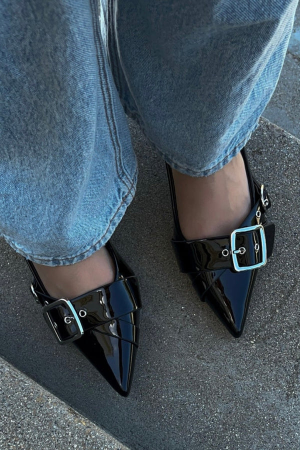 Chic Buckled Slingback Mid Heels - Modern & Elegant Style