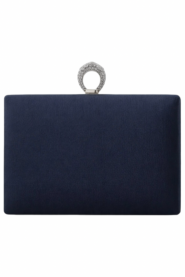 Luxury Rhinestone Handle Evening Clutch - Silver, Red, Navy Blue & Pewter