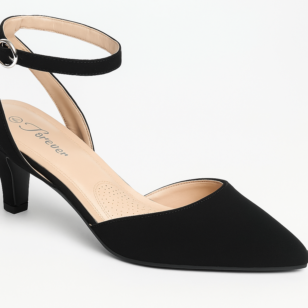IDIFU IN2 Women's Kitten Heel Slingback Pumps - Pointed Toe Ankle Strap Dress Shoes
