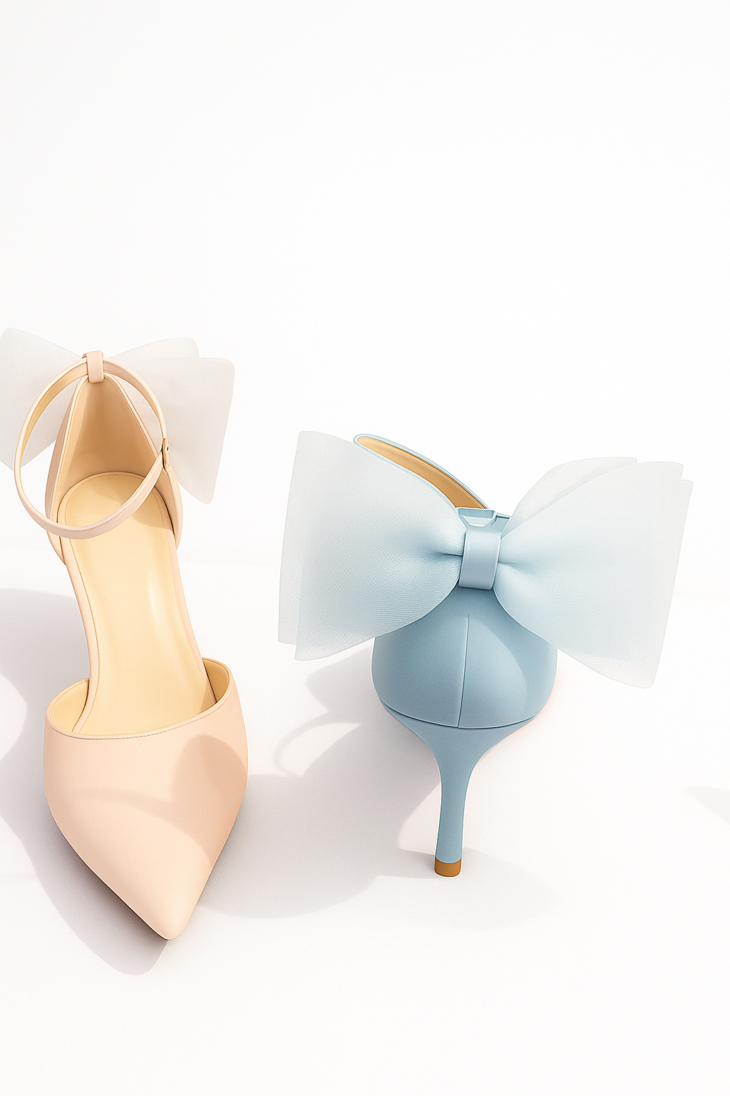 Elegant Tulle Bow Ankle-Strap Heels - 3" Heel