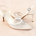 Rhinestone Slingback Pumps - Pointed-Toe Elegance