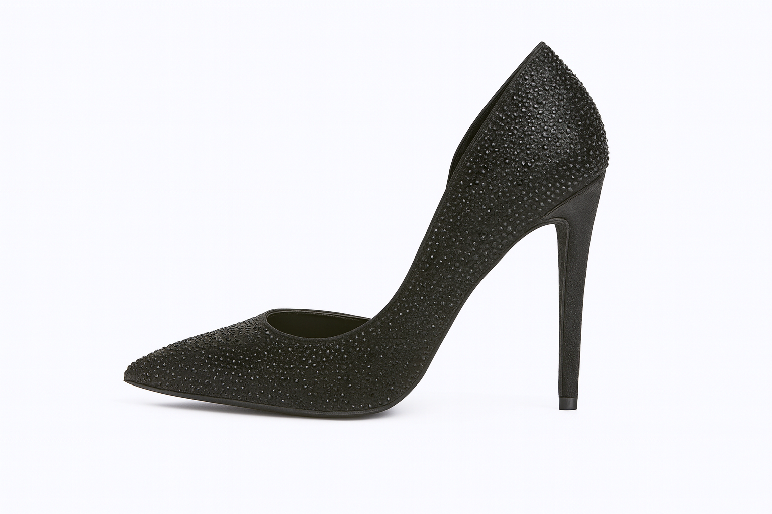Silver & Black Rhinestone Pointed Toe Heel