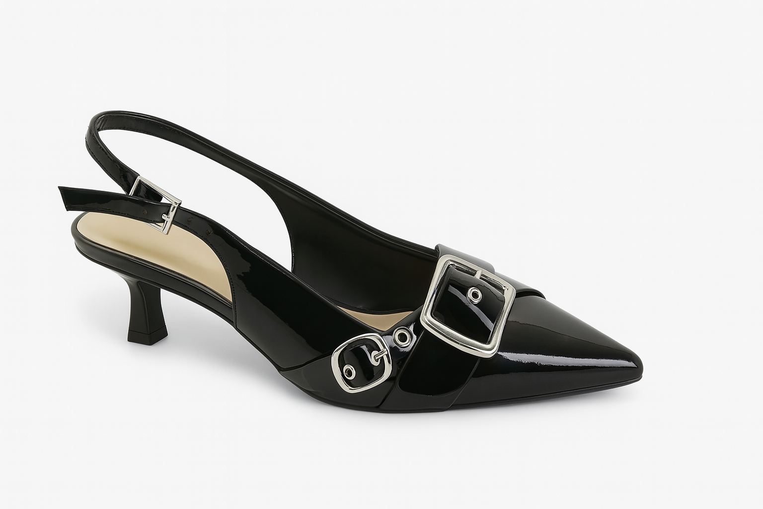 Chic Buckled Slingback Mid Heels - Modern & Elegant Style