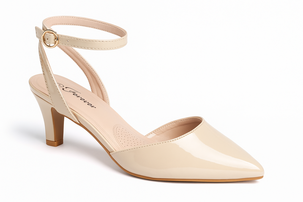 IDIFU IN2 Women's Kitten Heel Slingback Pumps - Pointed Toe Ankle Strap Dress Shoes