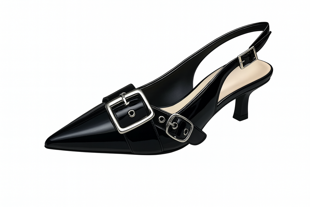 Chic Buckled Slingback Mid Heels - Modern & Elegant Style