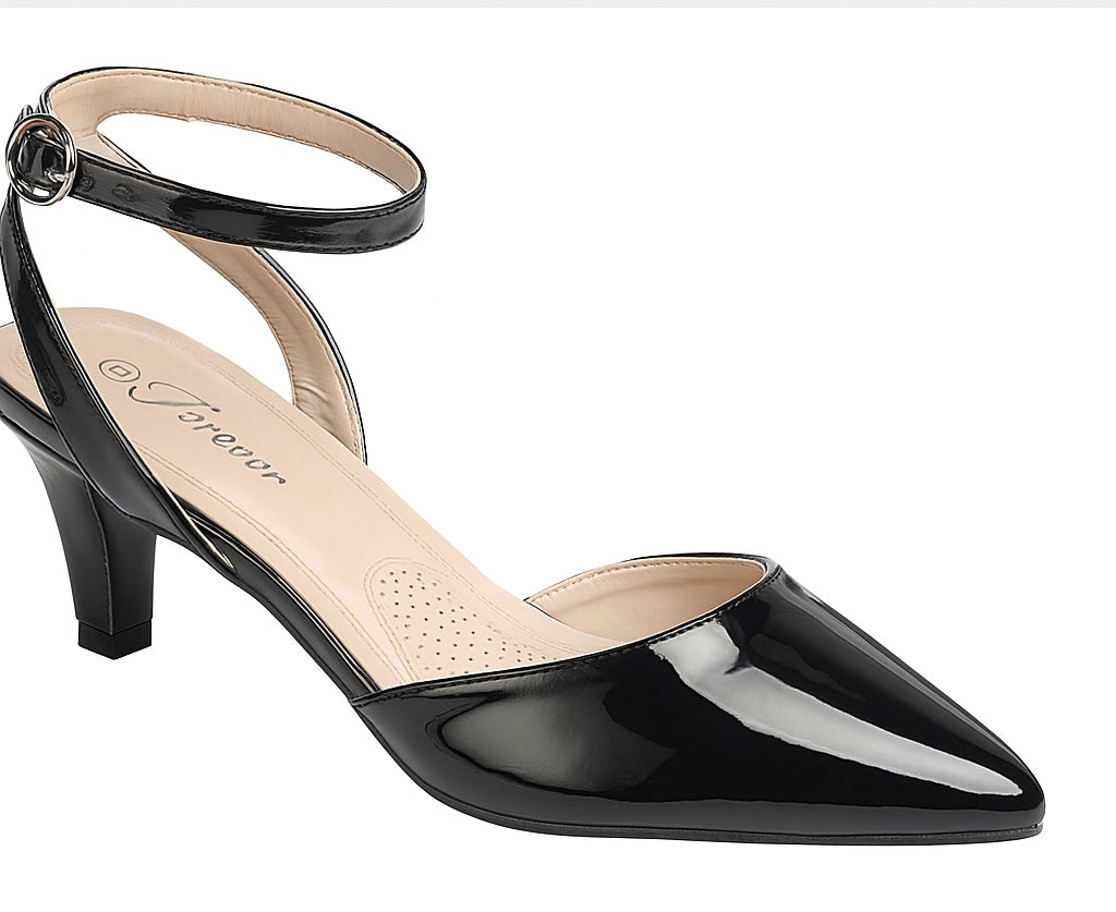 IDIFU IN2 Women's Kitten Heel Slingback Pumps - Pointed Toe Ankle Strap Dress Shoes