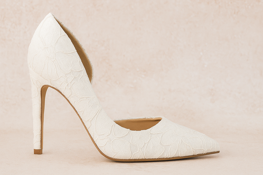 White Lace Stiletto Heels