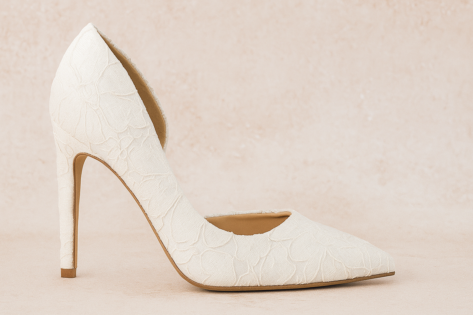White Lace Stiletto Heels