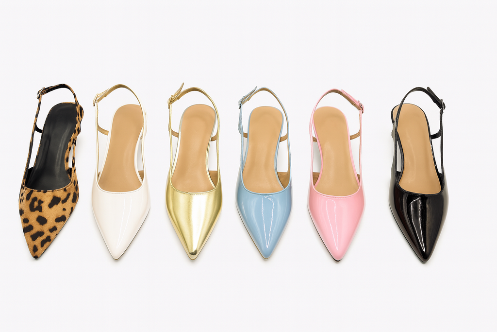 Chic Pointed-Toe Slingback Heels - Kitten Heel - Multiple Color Options