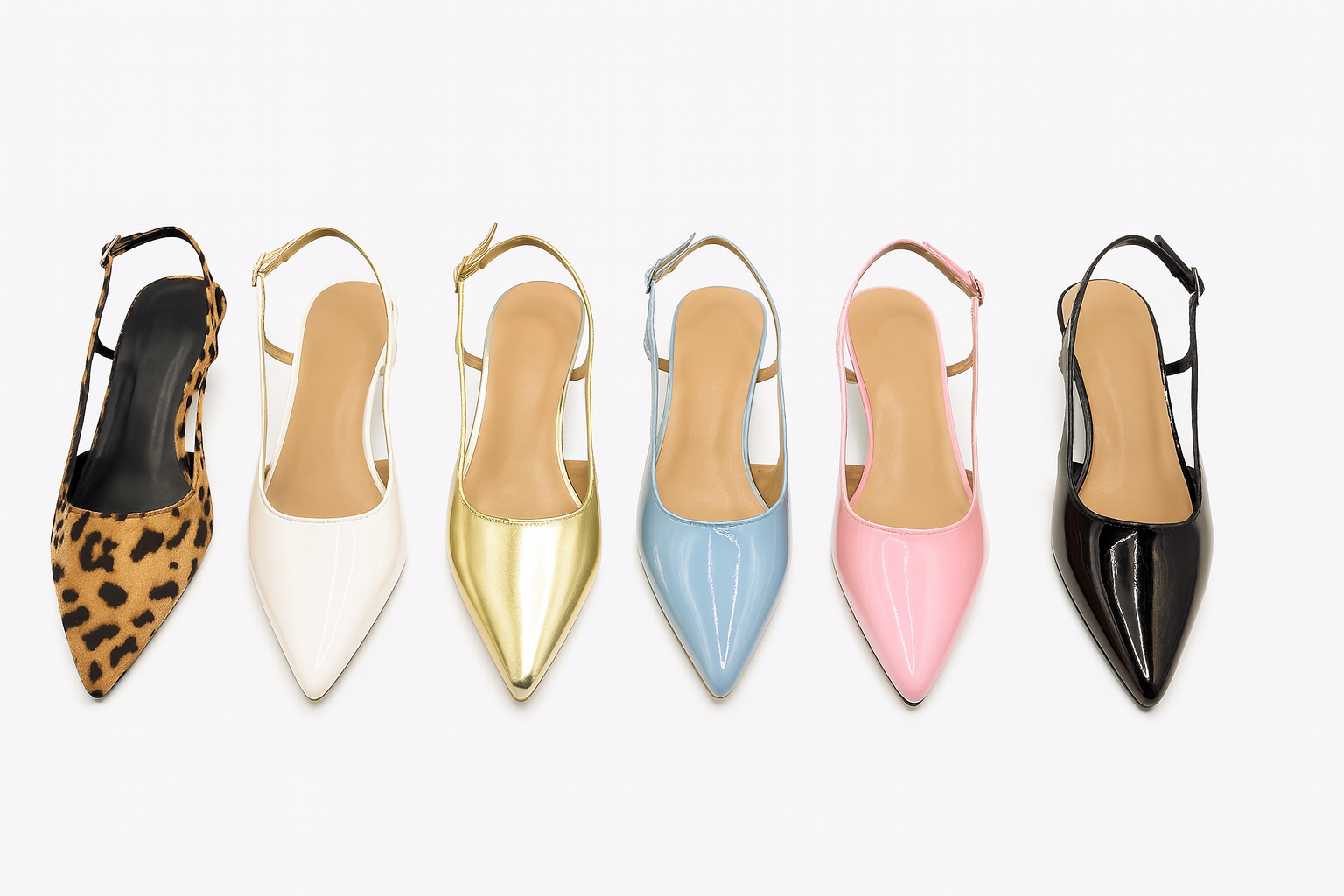 Chic Pointed-Toe Slingback Heels - Kitten Heel - Multiple Color Options
