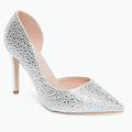 Silver & Black Rhinestone Pointed Toe Heel