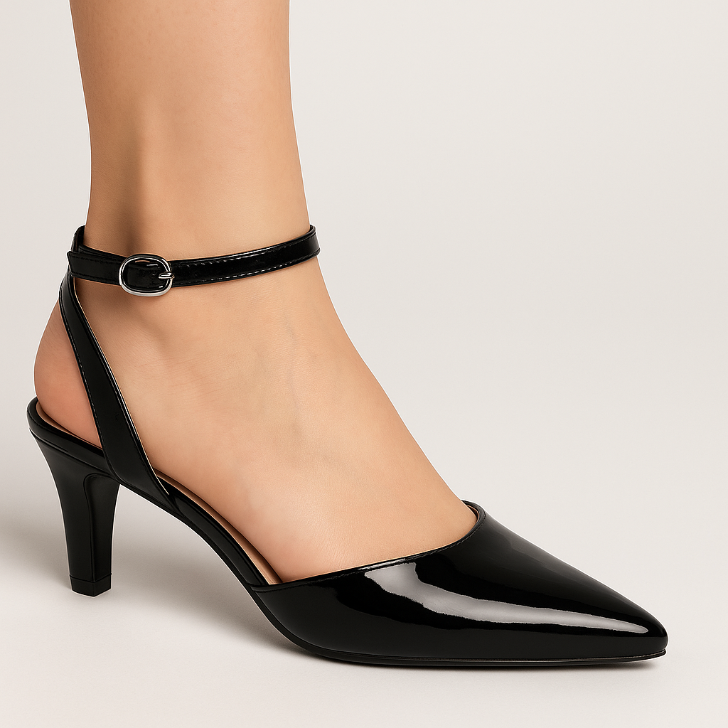 IDIFU IN2 Women's Kitten Heel Slingback Pumps - Pointed Toe Ankle Strap Dress Shoes