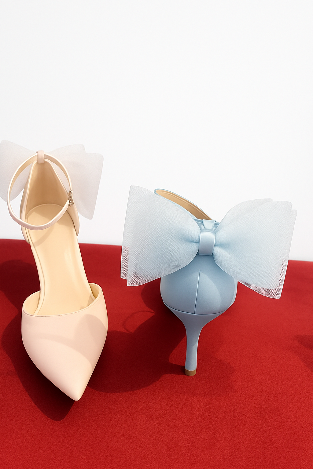 Elegant Tulle Bow Ankle-Strap Heels - 3" Heel
