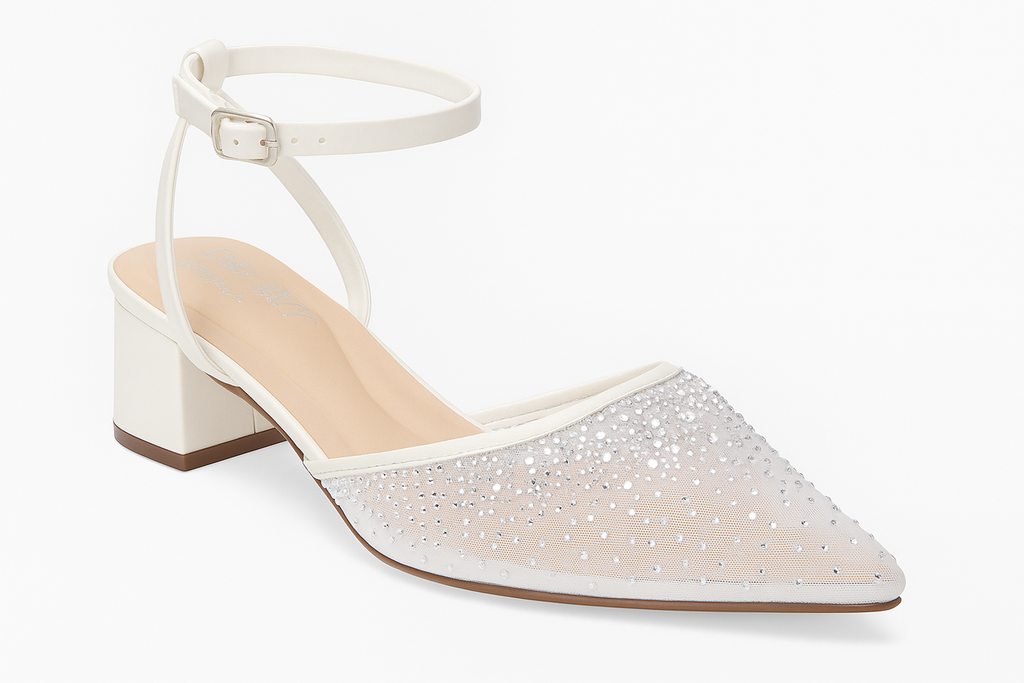 Rhinestone Slingback Pumps - Pointed-Toe Elegance