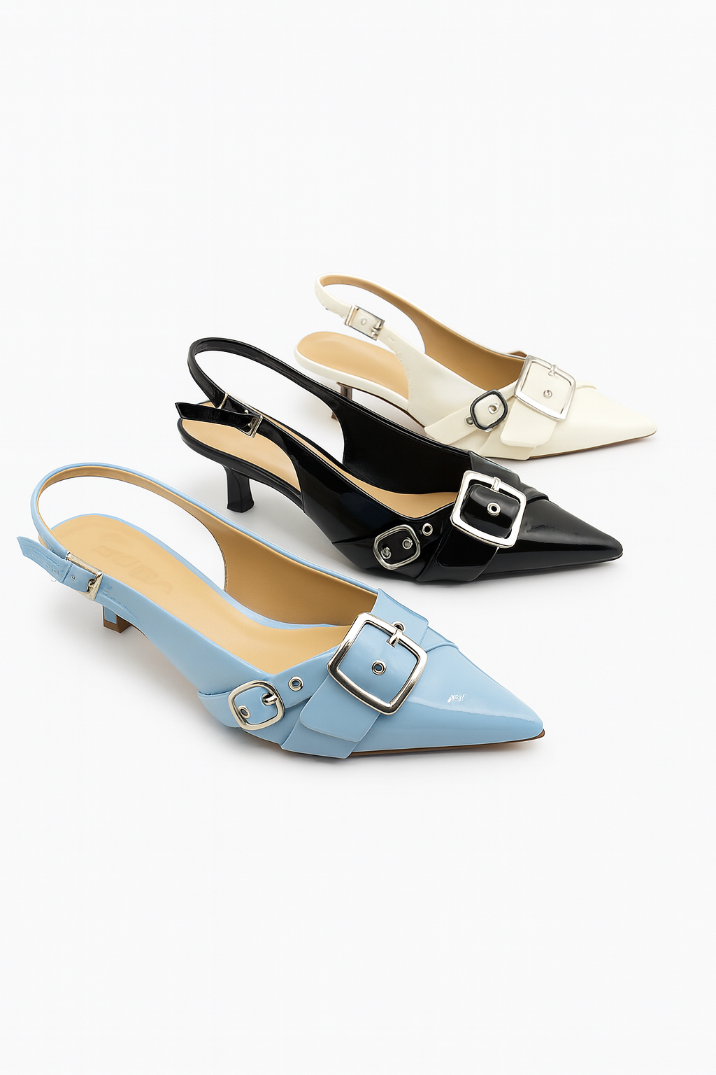 Chic Buckled Slingback Mid Heels - Modern & Elegant Style