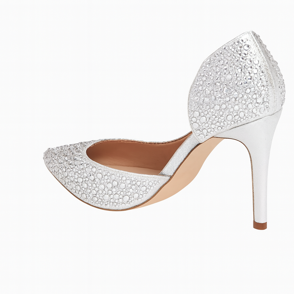 Silver & Black Rhinestone Pointed Toe Heel