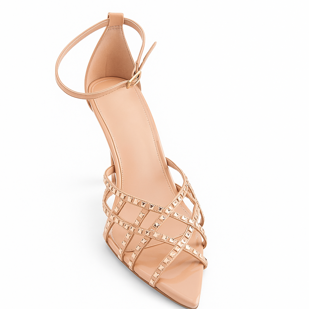 Bold red and gold embellished court shoes