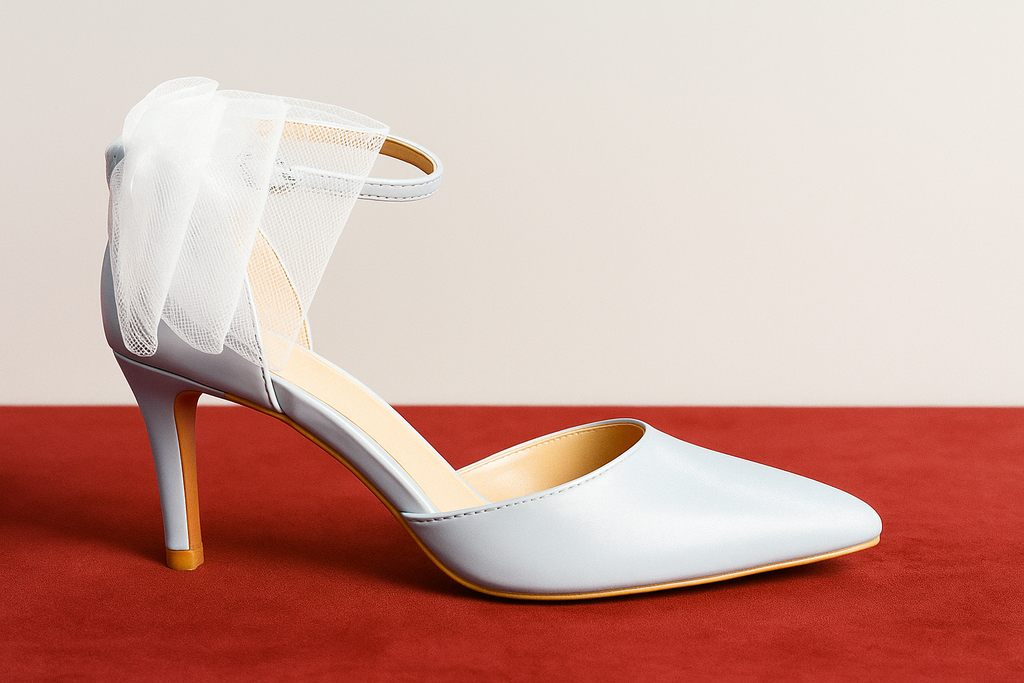Elegant Tulle Bow Ankle-Strap Heels - 3" Heel