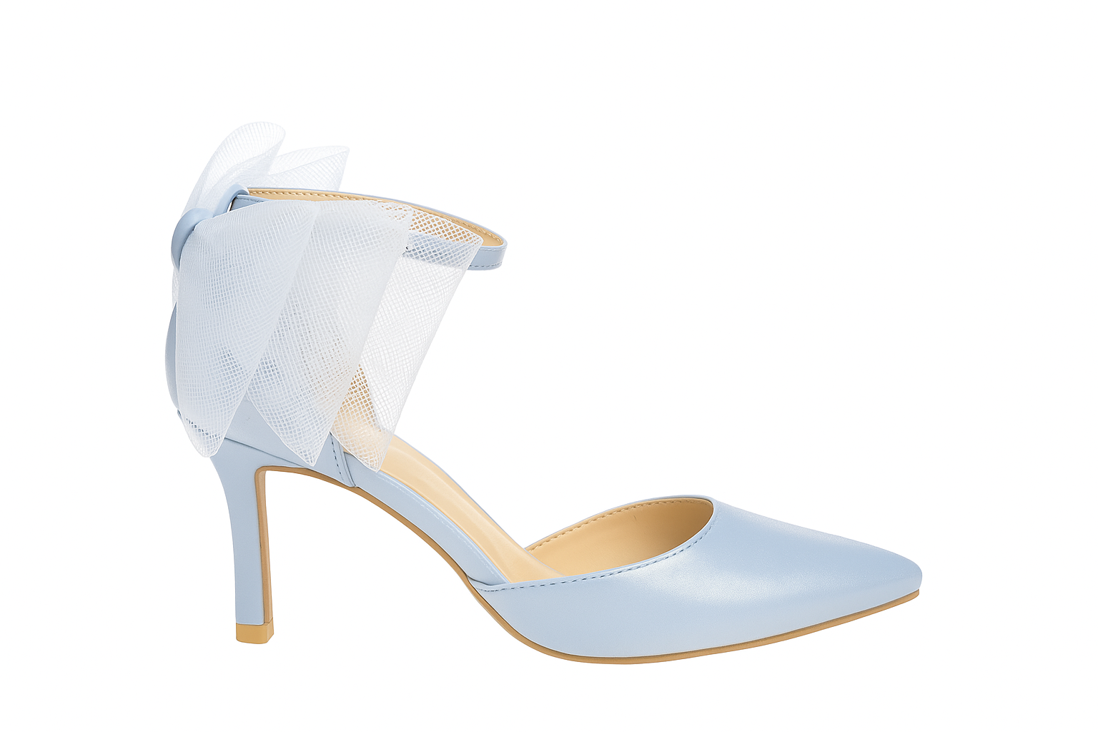 Elegant Tulle Bow Ankle-Strap Heels - 3" Heel