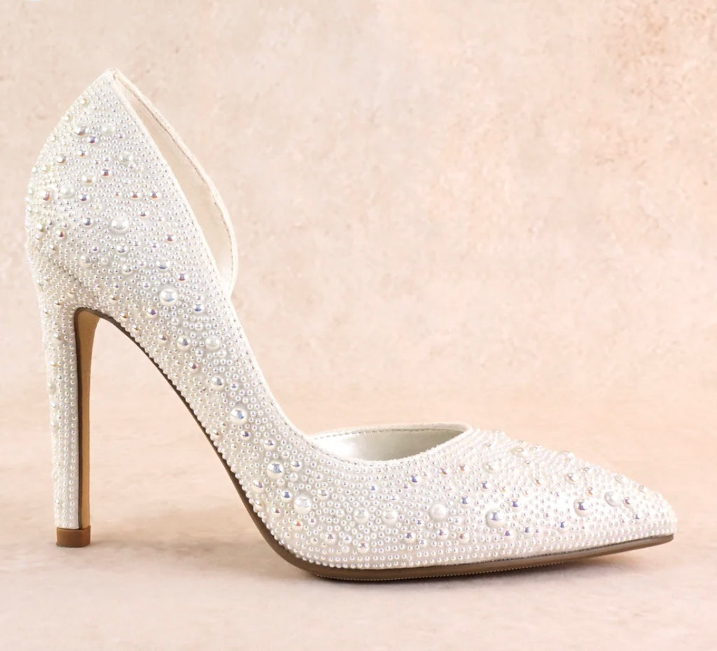 Pearl Detailed Stiletto Heels - D'Orsay Pointed-Toe Pumps