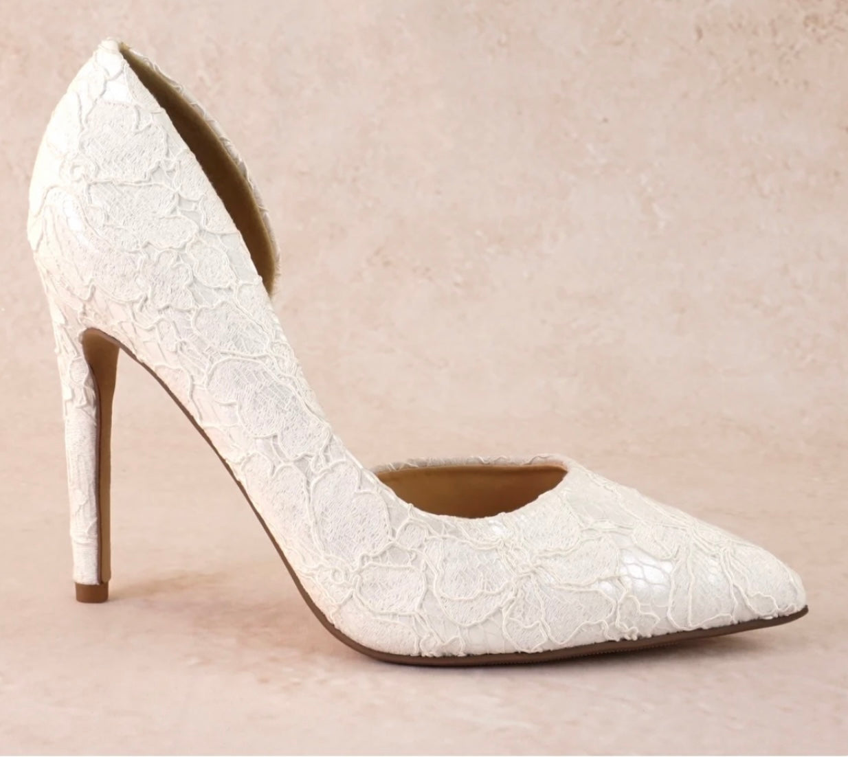 White Lace Stiletto Heels