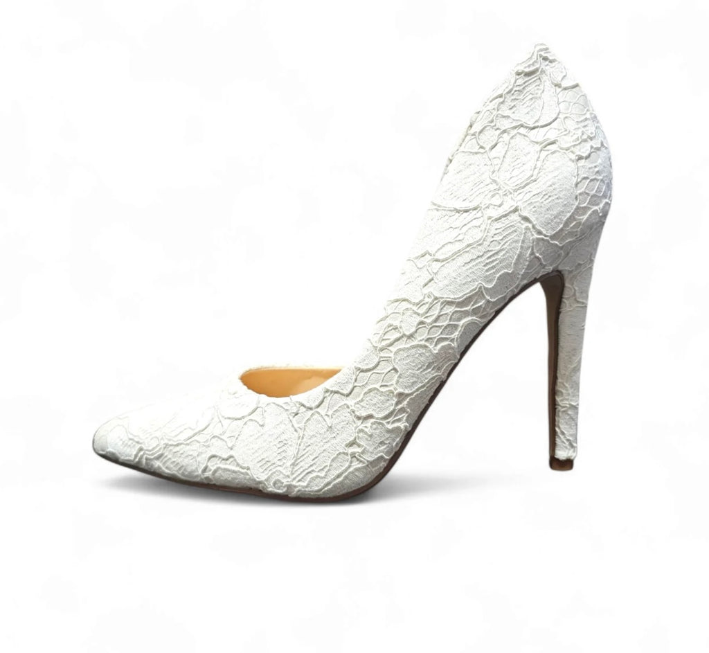 White Lace Stiletto Heels