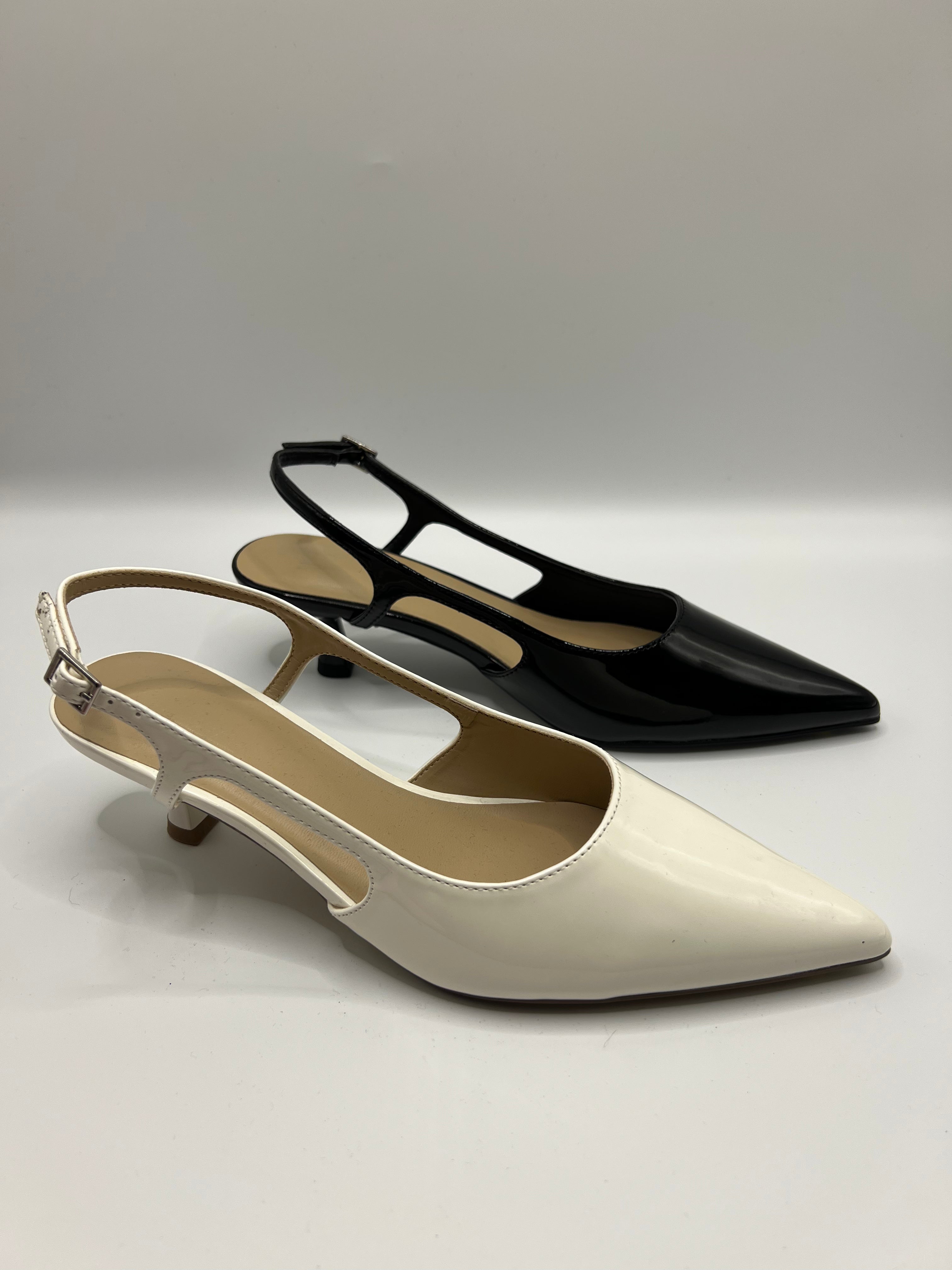 Chic Pointed-Toe Slingback Heels - Kitten Heel - Multiple Color Options
