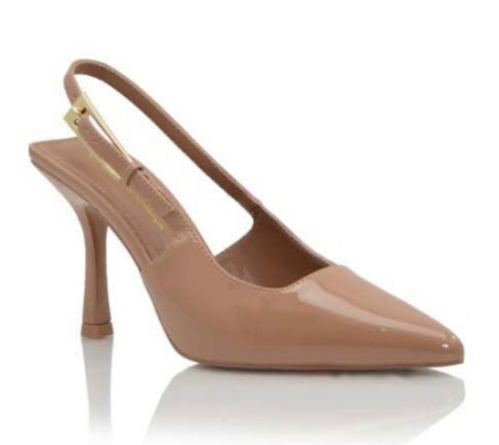 POINTY TOE SLINGBACK PATENT HEELS