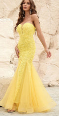 3D Flower Tube Mermaid Dress (Yellow)