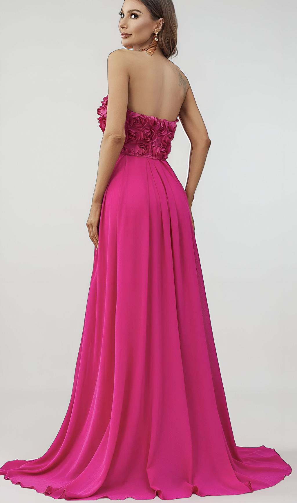 3D Flower Chiffon Tube Party Dress