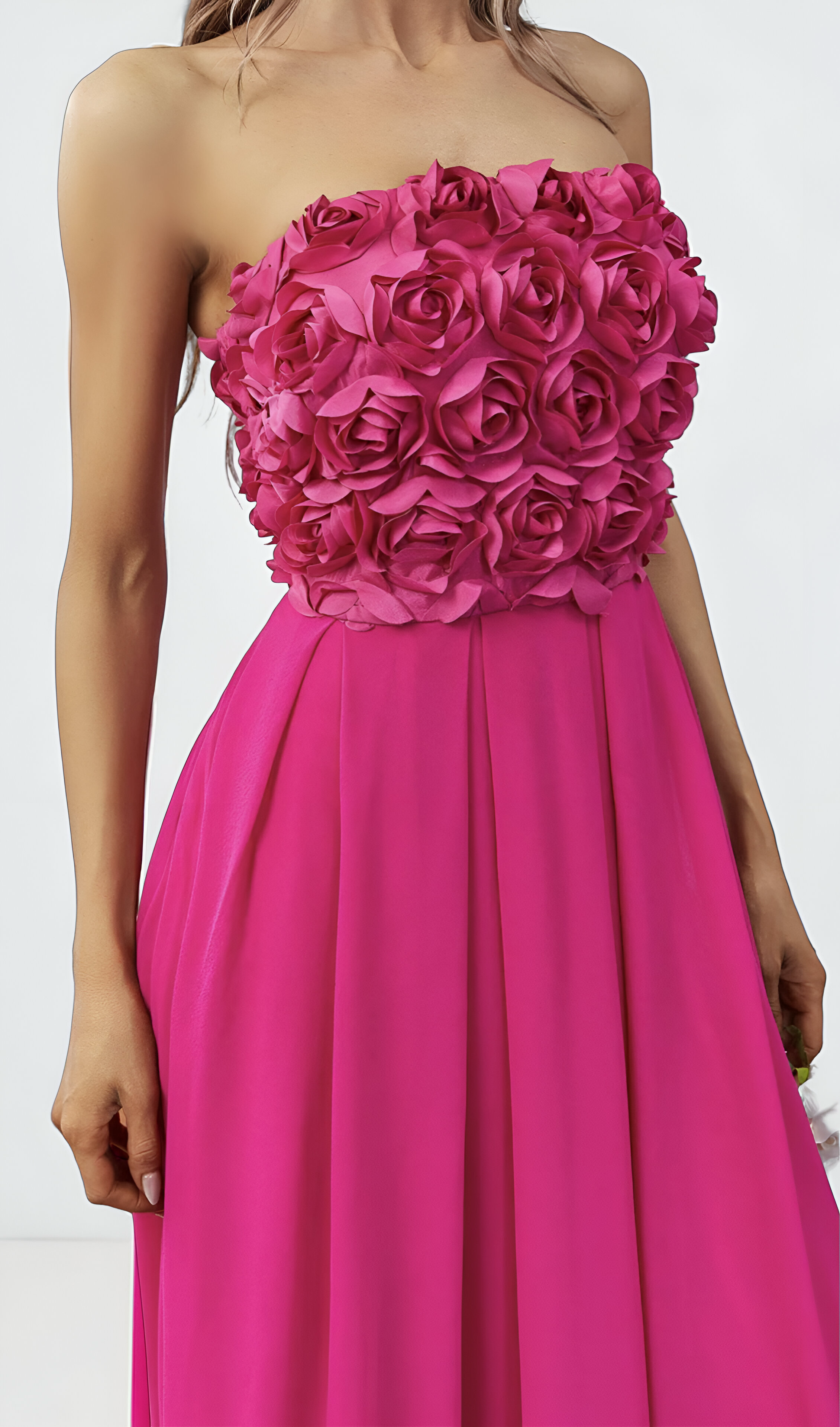 3D Flower Chiffon Tube Party Dress