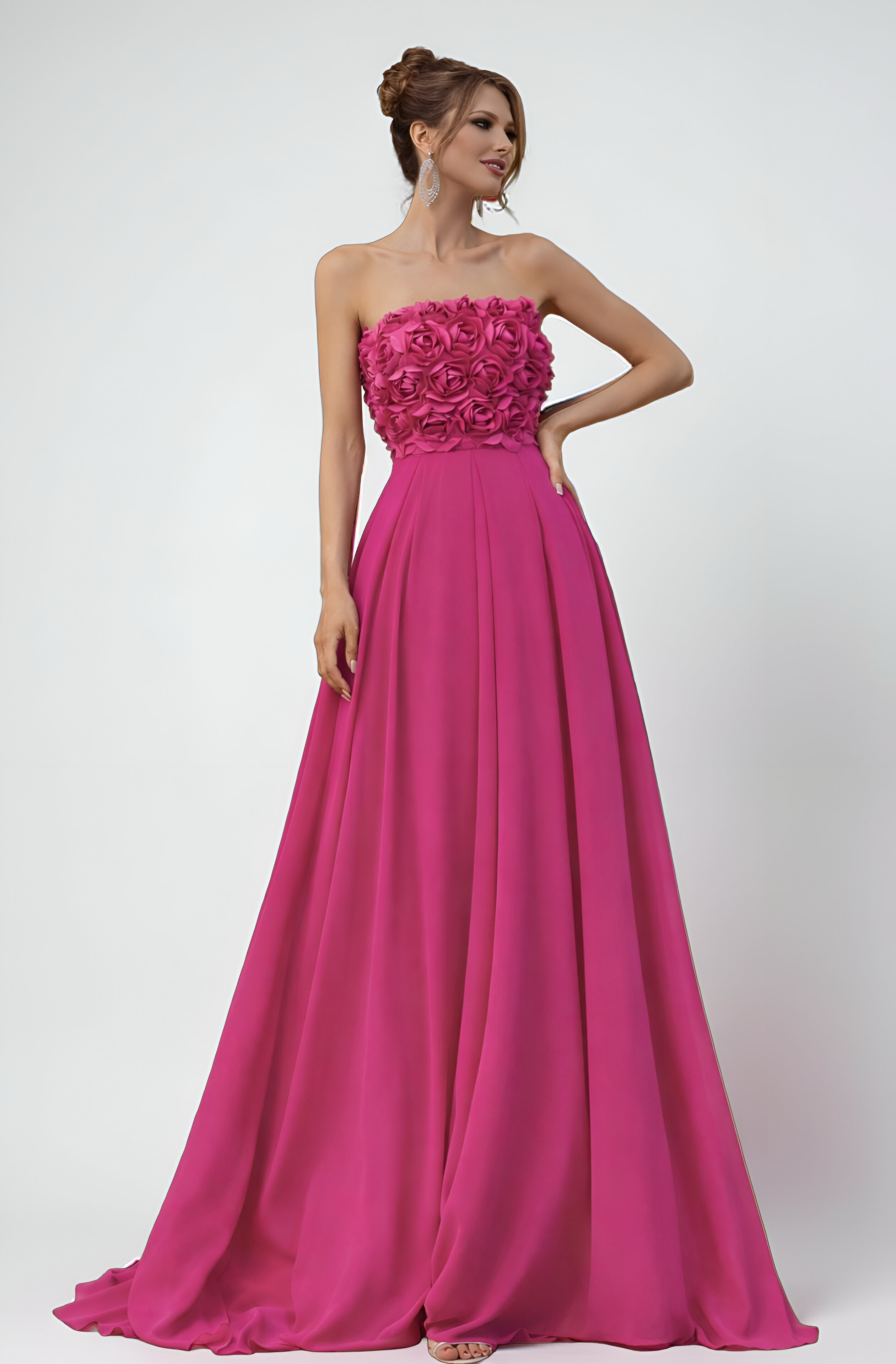 3D Flower Chiffon Tube Party Dress