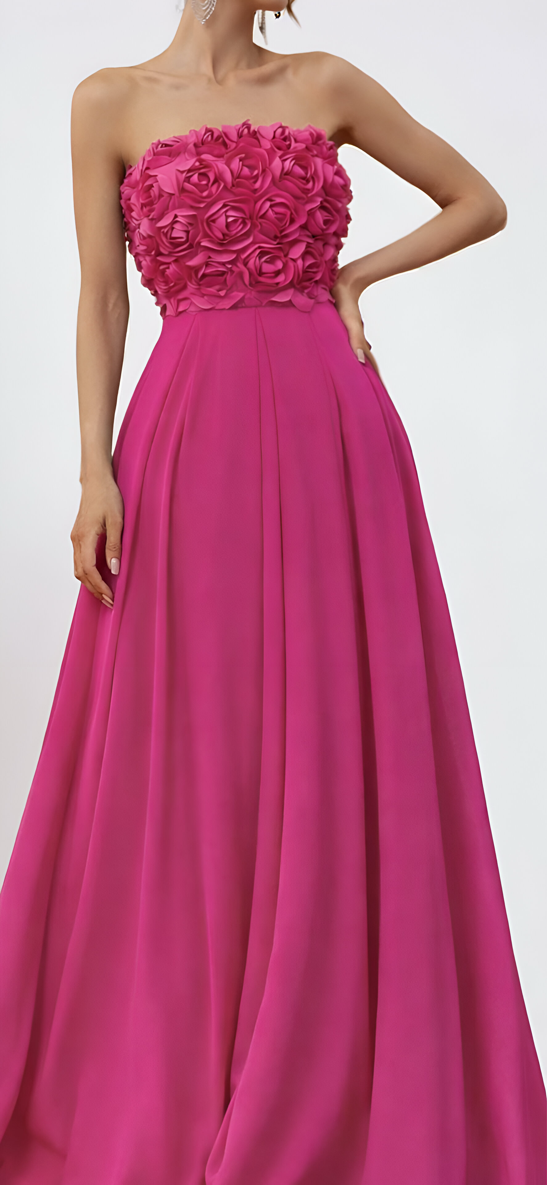 3D Flower Chiffon Tube Party Dress