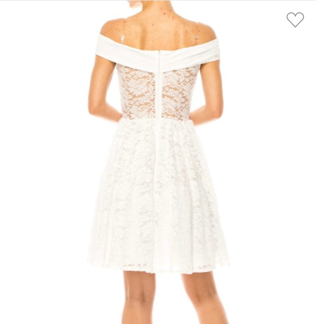 Off Shoulder Floral Lace Short Party Dress