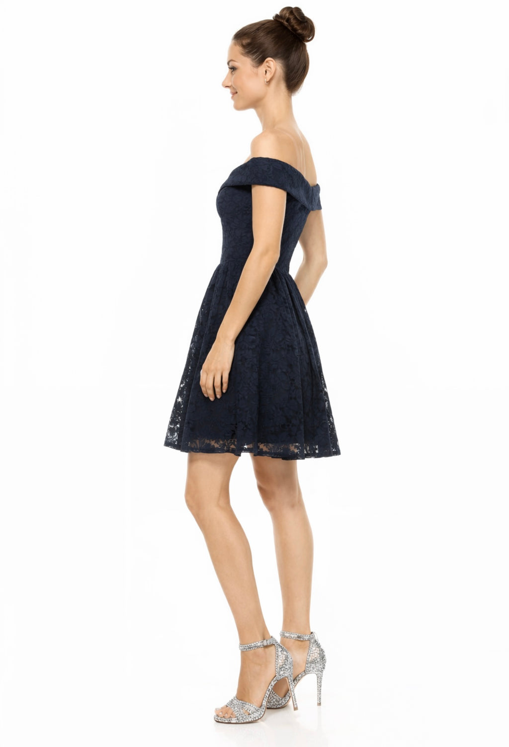Off Shoulder Floral Lace Short Party Dress