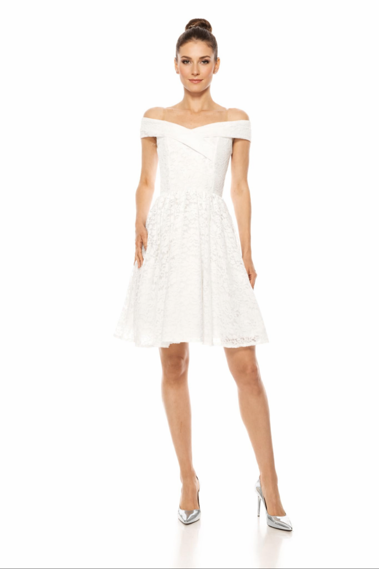Off Shoulder Floral Lace Short Party Dress