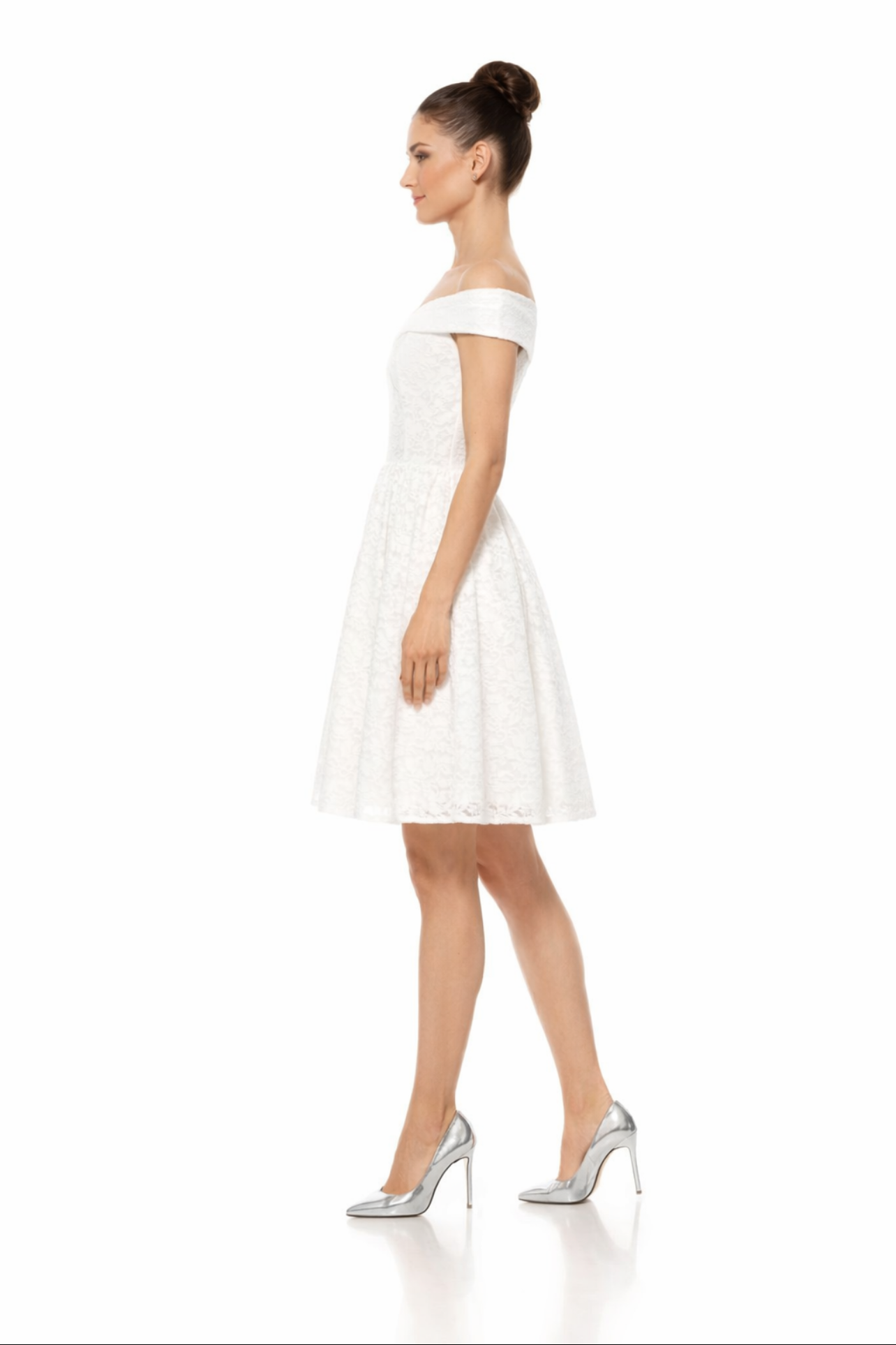 Off Shoulder Floral Lace Short Party Dress
