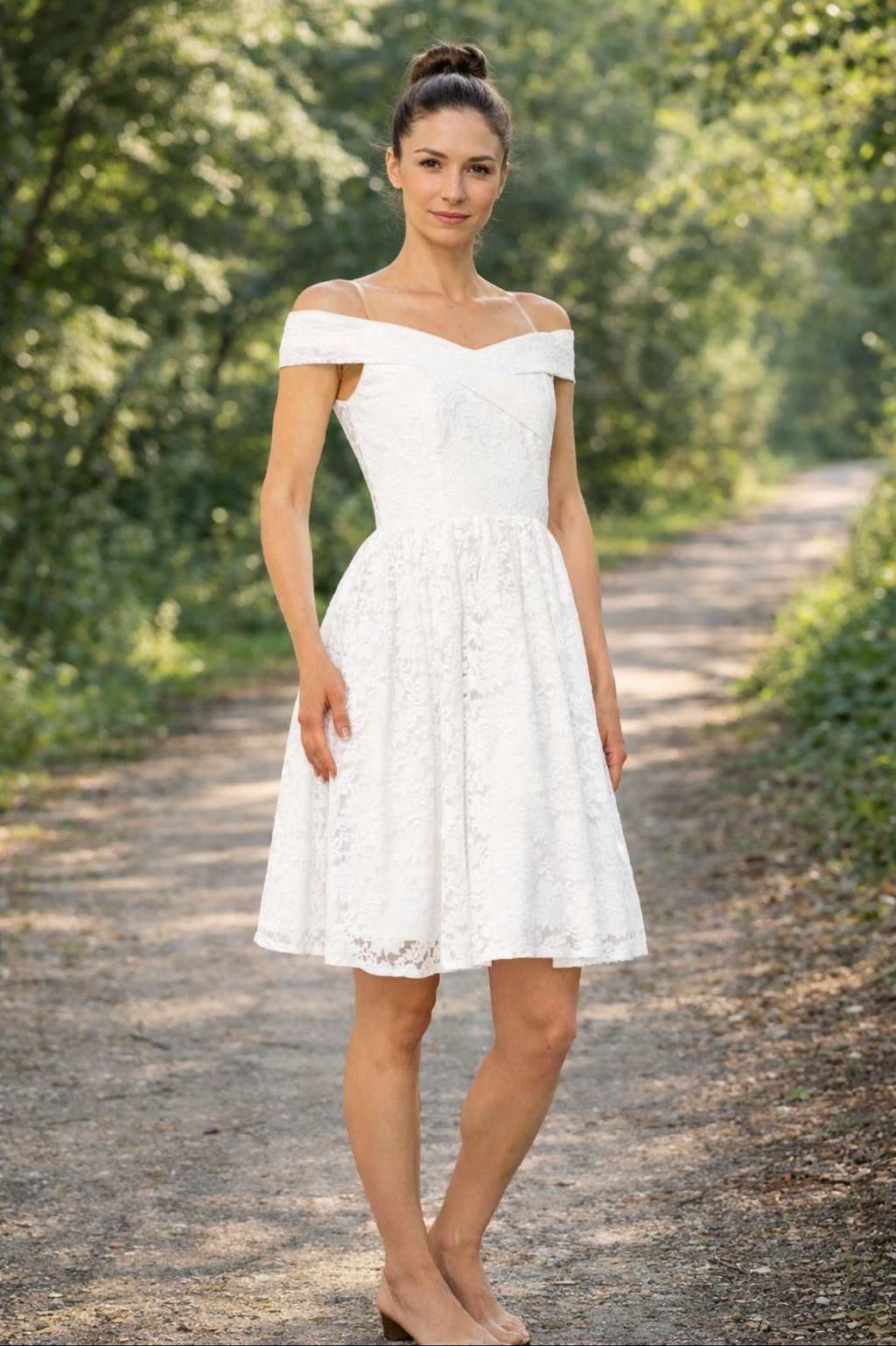 Off Shoulder Floral Lace Short Party Dress
