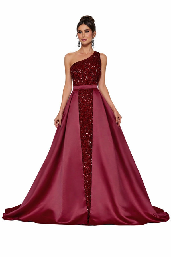 Elegant One Shoulder Sequin Mermaid Dress