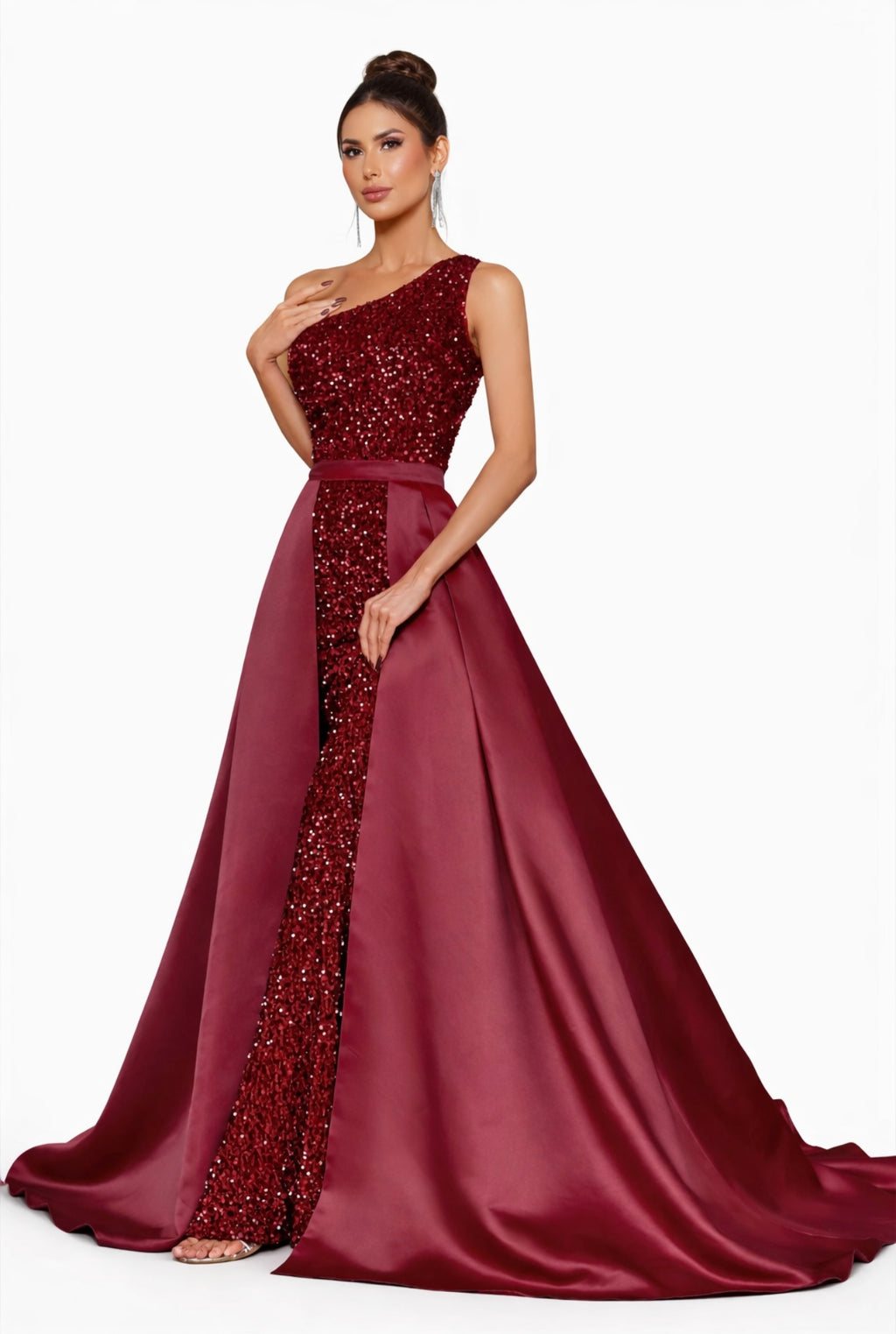 Elegant One Shoulder Sequin Mermaid Dress