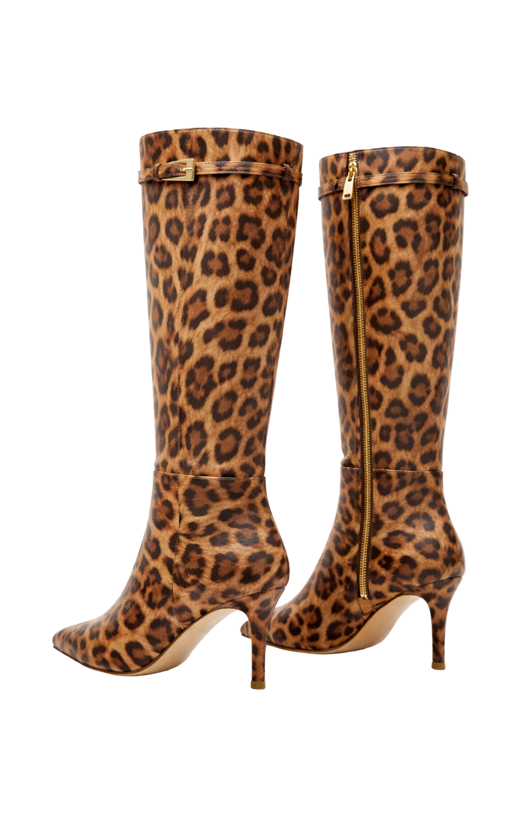 LEOPARD PRINT KNEE-HIGH HEEL BOOTS
