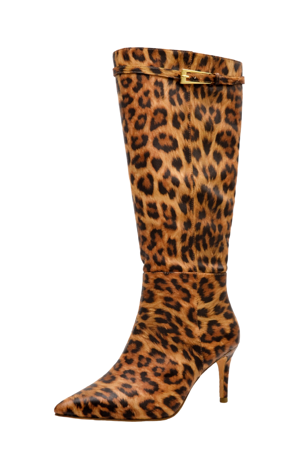 LEOPARD PRINT KNEE-HIGH HEEL BOOTS