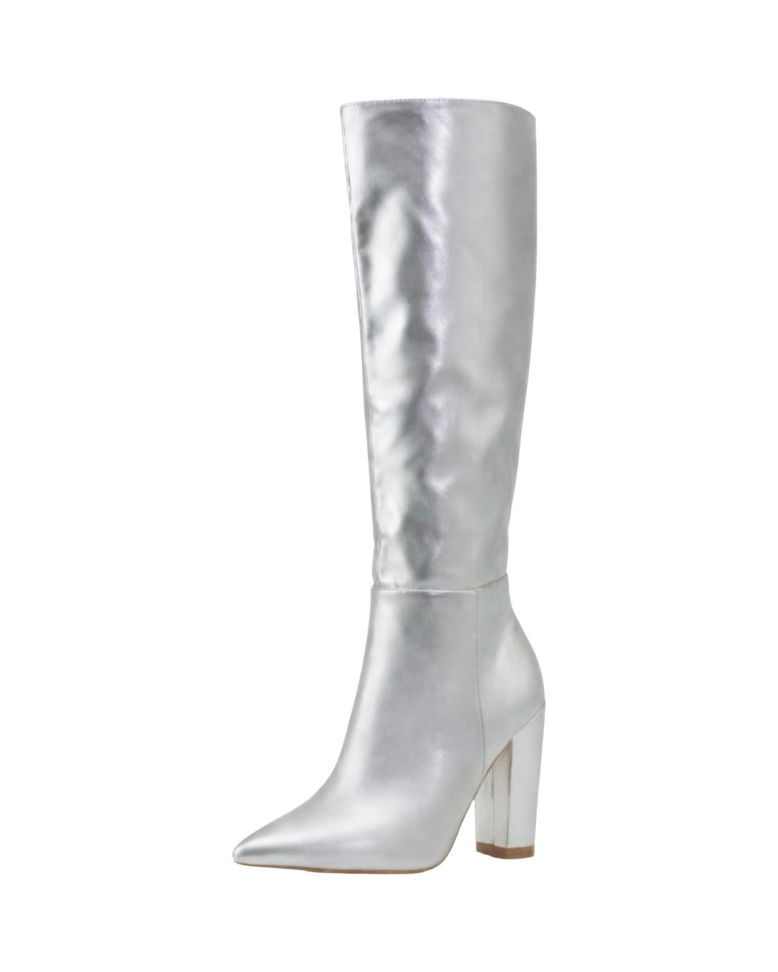 Metallic Silver Knee-High Boot
