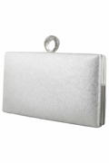 Luxury Rhinestone Handle Evening Clutch - Silver, Red, Navy Blue & Pewter