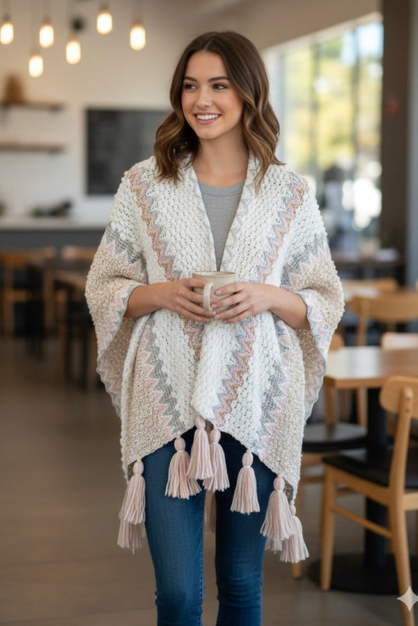 Multicolor Knit Shawl & Poncho