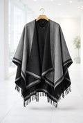 Two-Tone Grey & Black Poncho